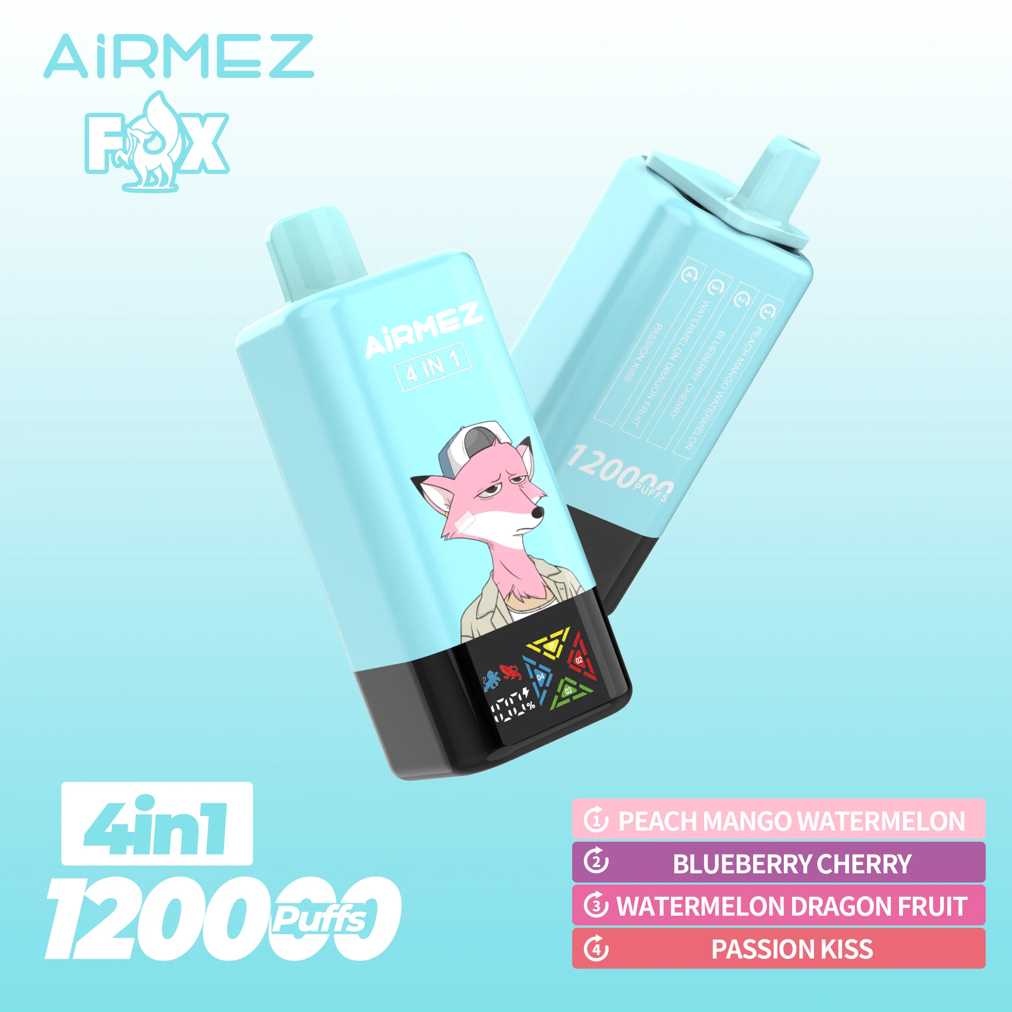 AiRMEZ Fox 4in1 120K 60ml Einweg Kit (120000 Puffs)- 💥 Nehme 5 Zahle NUR 4! + Ab einem Einkauf von 100€ 2 Mystery Gratis💥 - Image 12