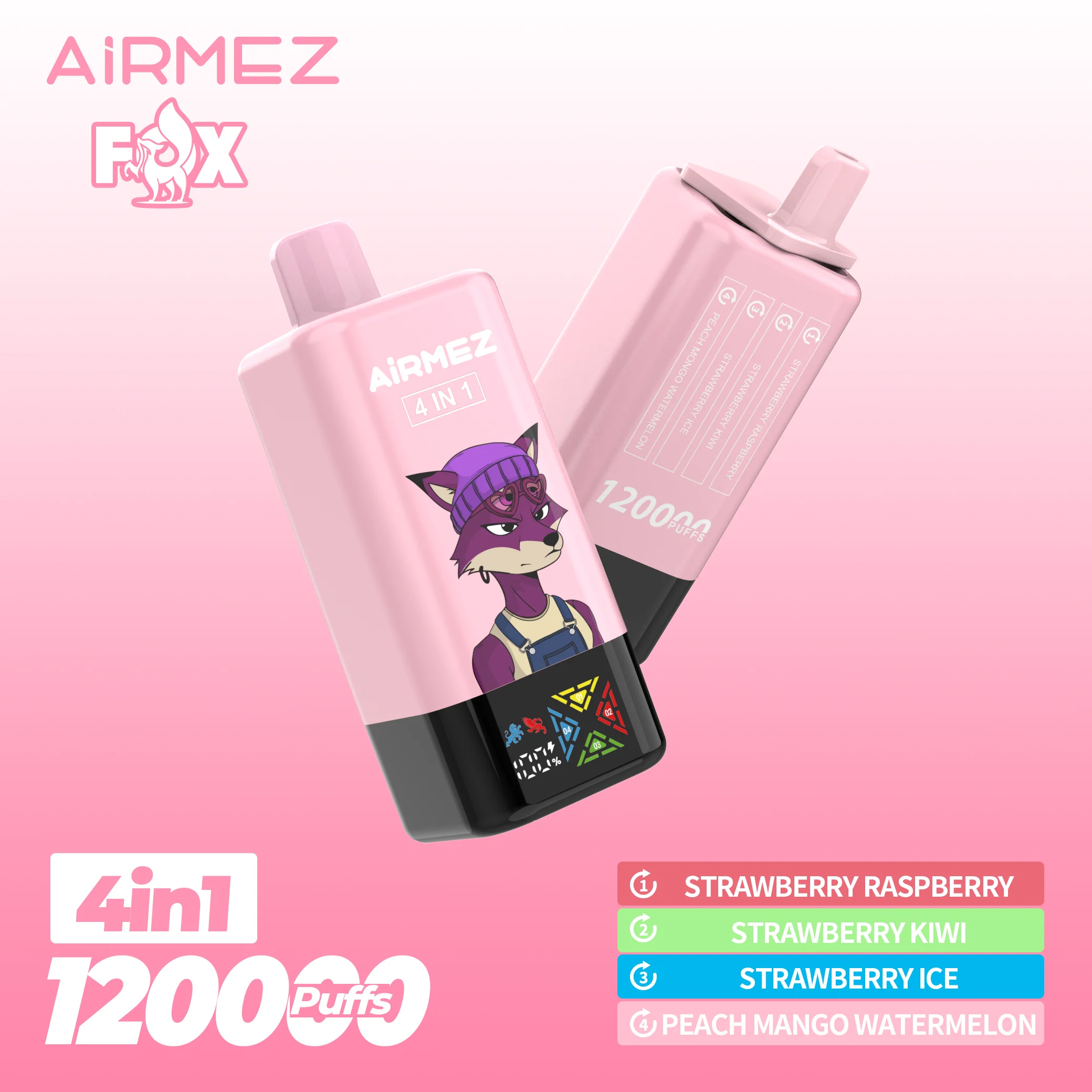AiRMEZ Fox 4in1 120K 60ml Einweg Kit (120000 Puffs)- 💥 Nehme 5 Zahle NUR 4! + Ab einem Einkauf von 100€ 2 Mystery Gratis💥 - Image 4
