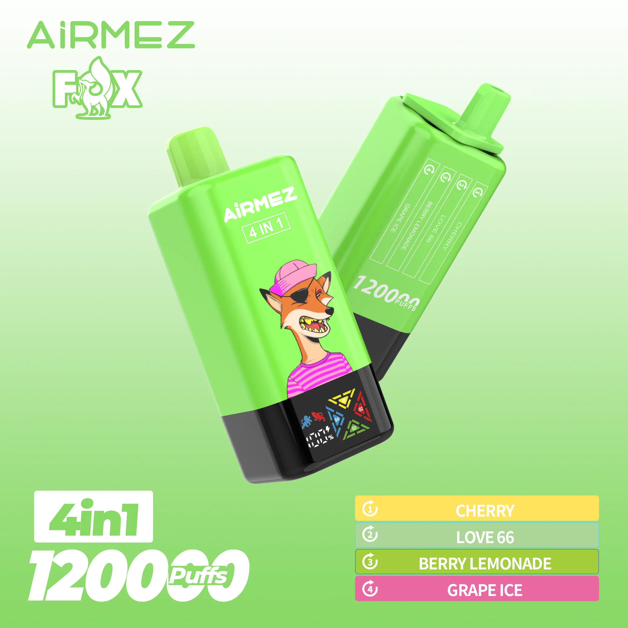 AiRMEZ Fox 4in1 120K 60ml Einweg Kit (120000 Puffs)- 💥 Nehme 5 Zahle NUR 4! + Ab einem Einkauf von 100€ 2 Mystery Gratis💥 - Image 7