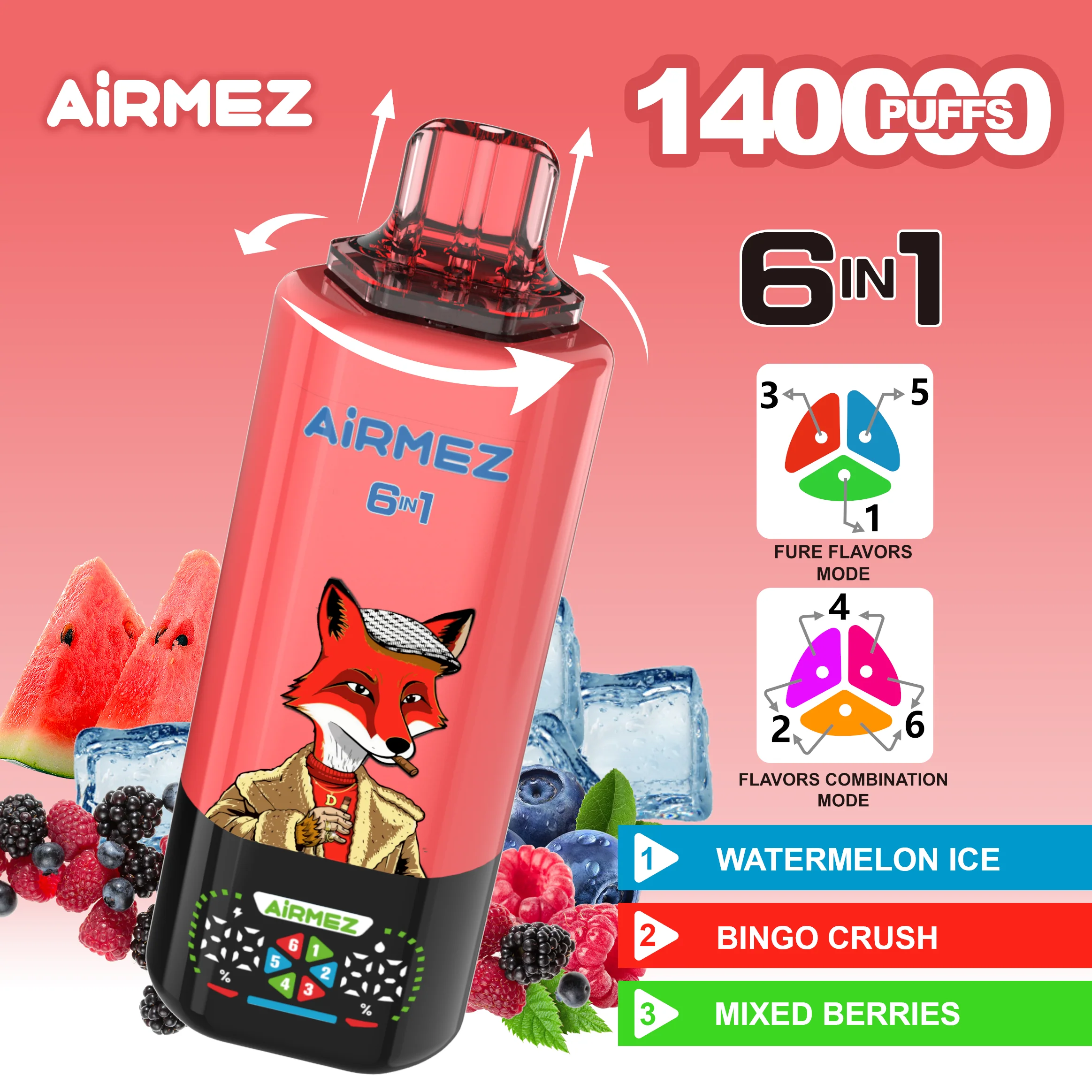 Airmez Fox 6in1 140K 45ml Einweg Kit (140000 Puffs)- 💥 Nehme 5 Zahle NUR 4! + Ab einem Einkauf von 100€ 2 Mystery Gratis💥 - Image 10