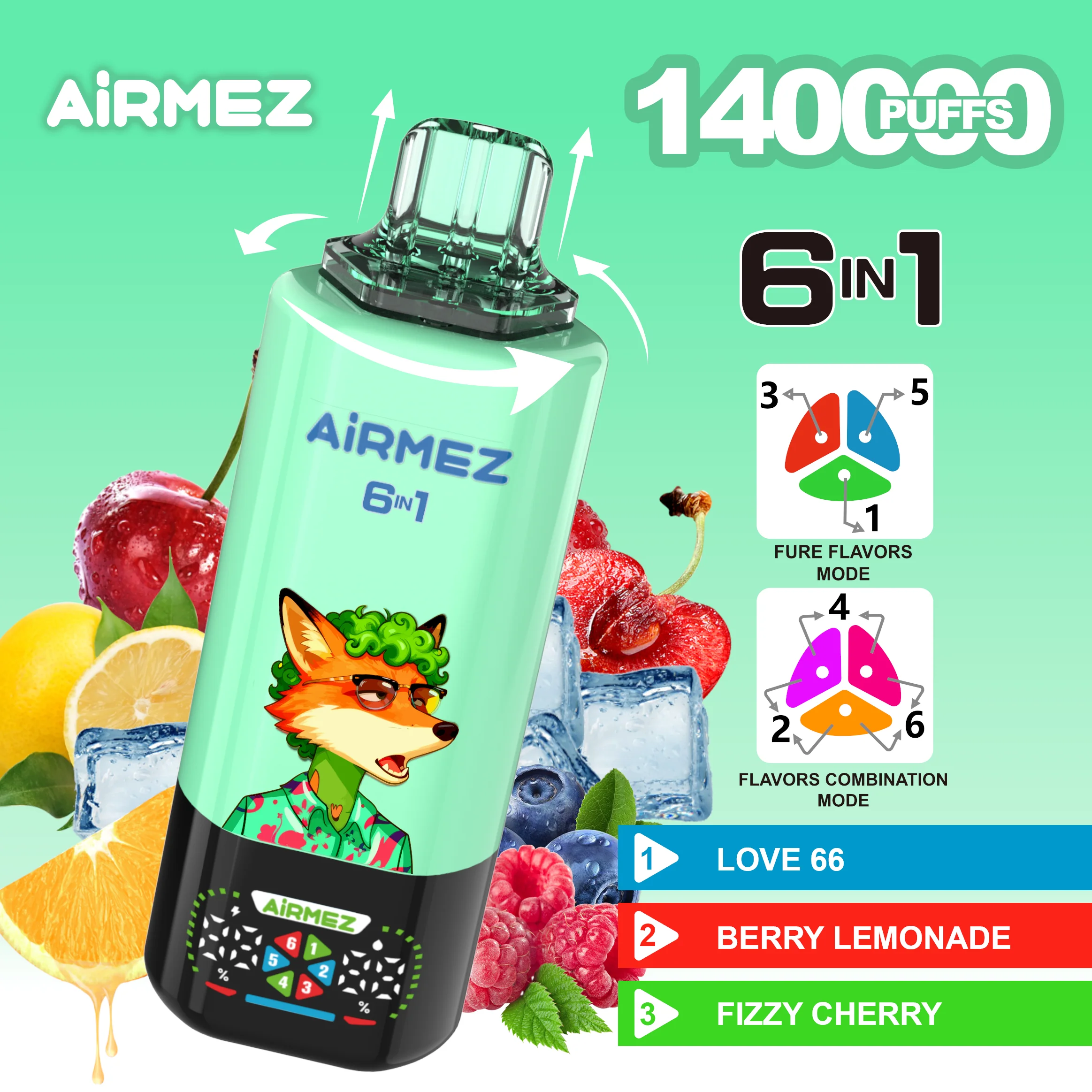 Airmez Fox 6in1 140K 45ml Einweg Kit (140000 Puffs)- 💥 Nehme 5 Zahle NUR 4! + Ab einem Einkauf von 100€ 2 Mystery Gratis💥 - Image 4