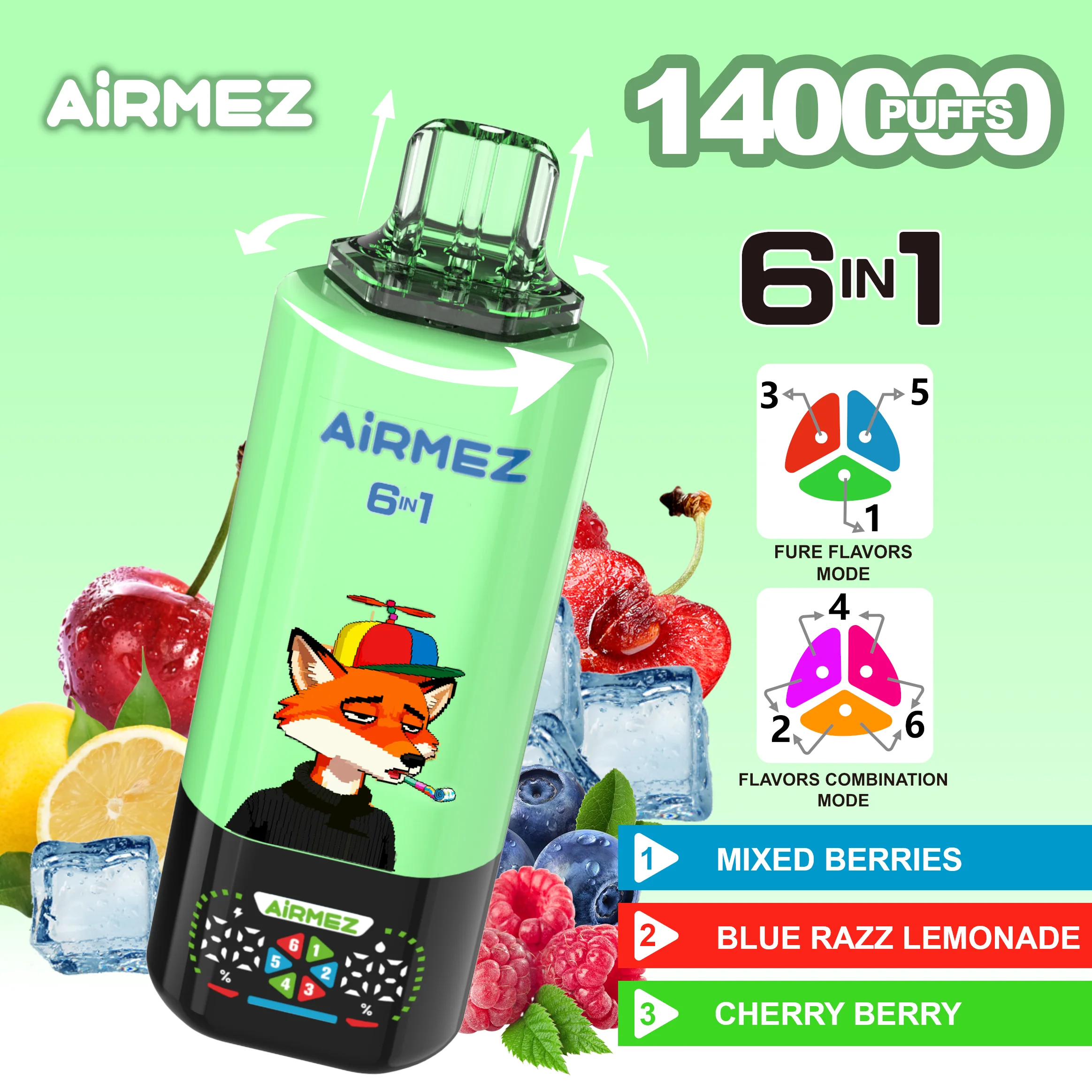 Airmez Fox 6in1 140K 45ml Einweg Kit (140000 Puffs)- 💥 Nehme 5 Zahle NUR 4! + Ab einem Einkauf von 100€ 2 Mystery Gratis💥 - Image 5