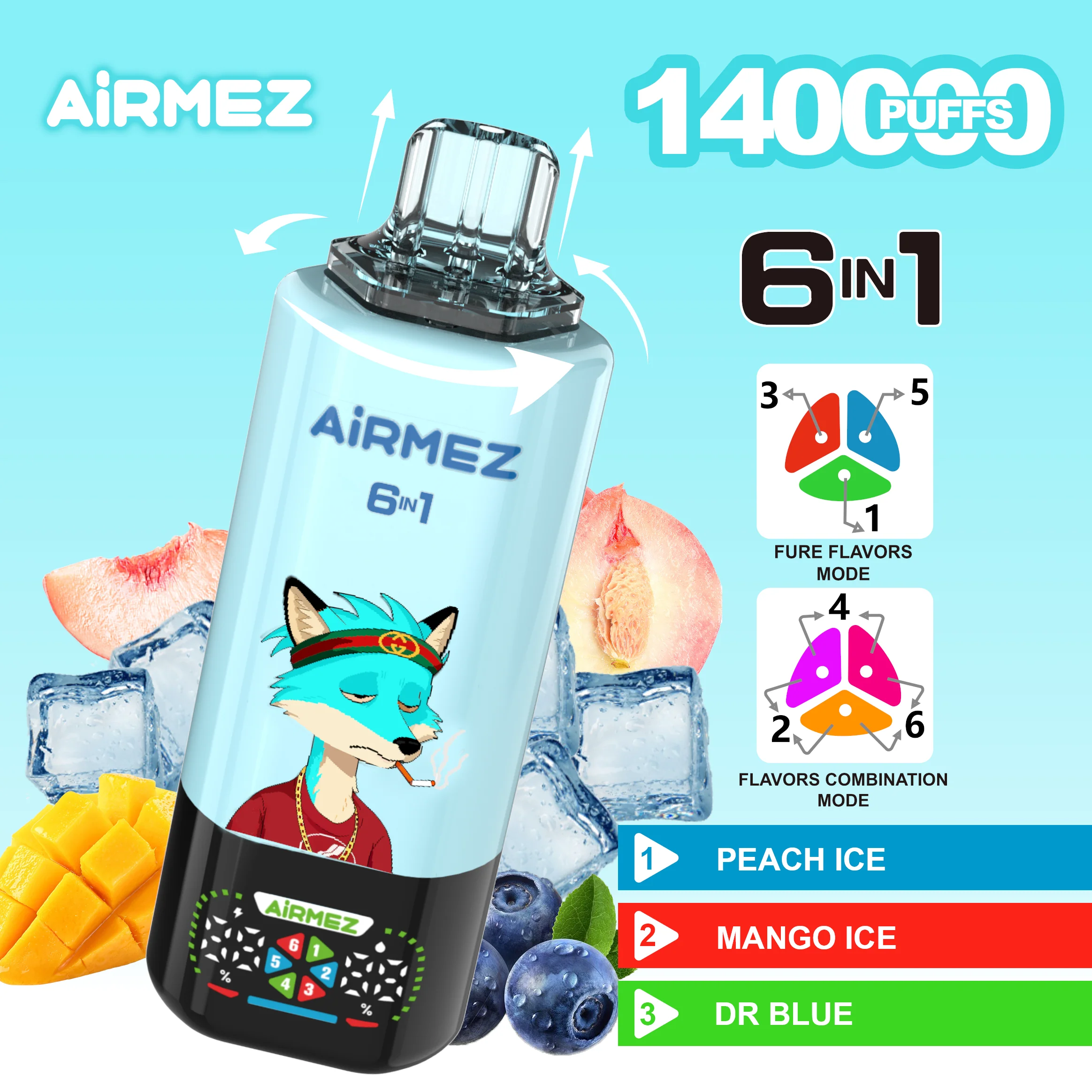 Airmez Fox 6in1 140K 45ml Einweg Kit (140000 Puffs)- 💥 Nehme 5 Zahle NUR 4! + Ab einem Einkauf von 100€ 2 Mystery Gratis💥 - Image 7