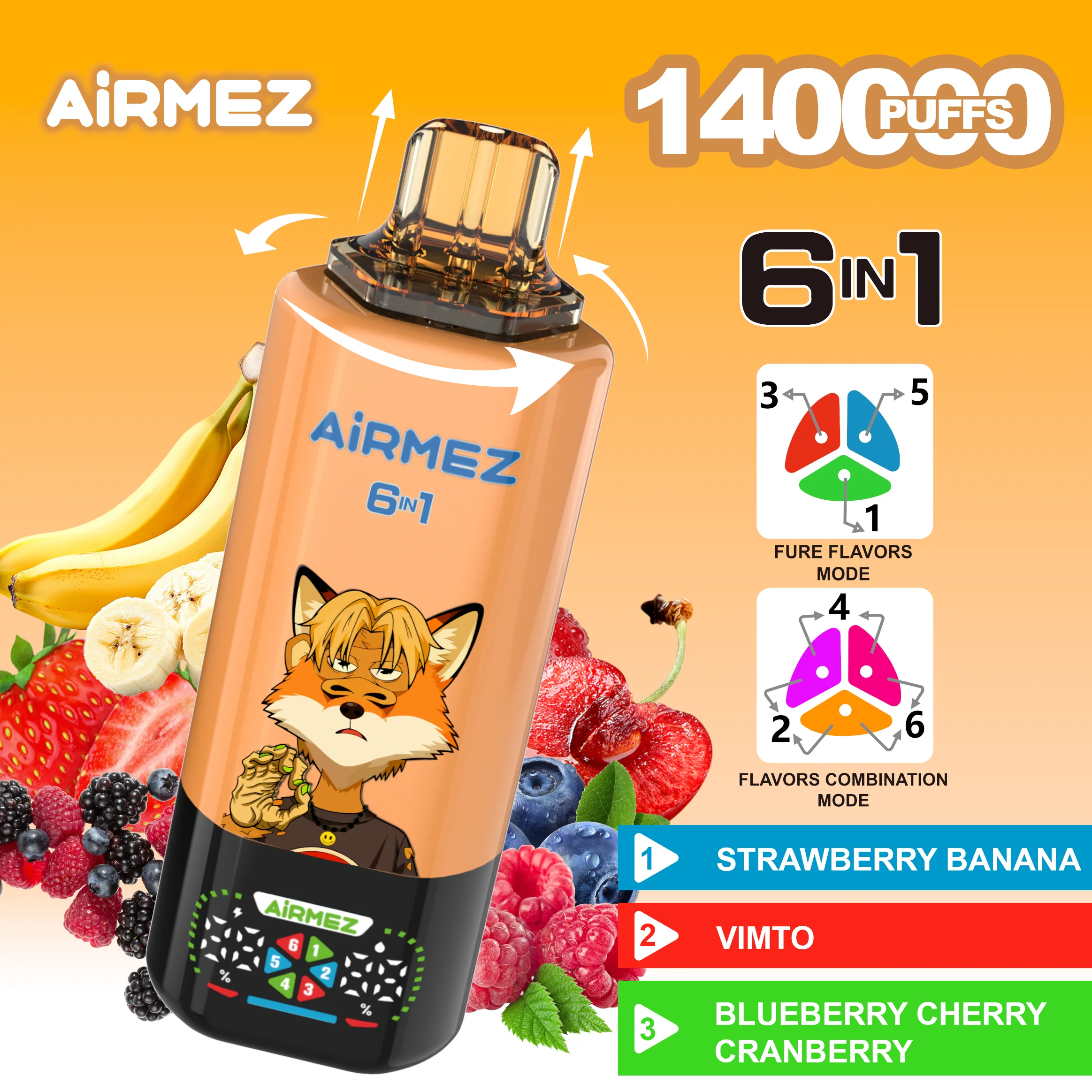 Airmez Fox 6in1 140K 45ml Einweg Kit (140000 Puffs)- 💥 Nehme 5 Zahle NUR 4! + Ab einem Einkauf von 100€ 2 Mystery Gratis💥 - Image 8