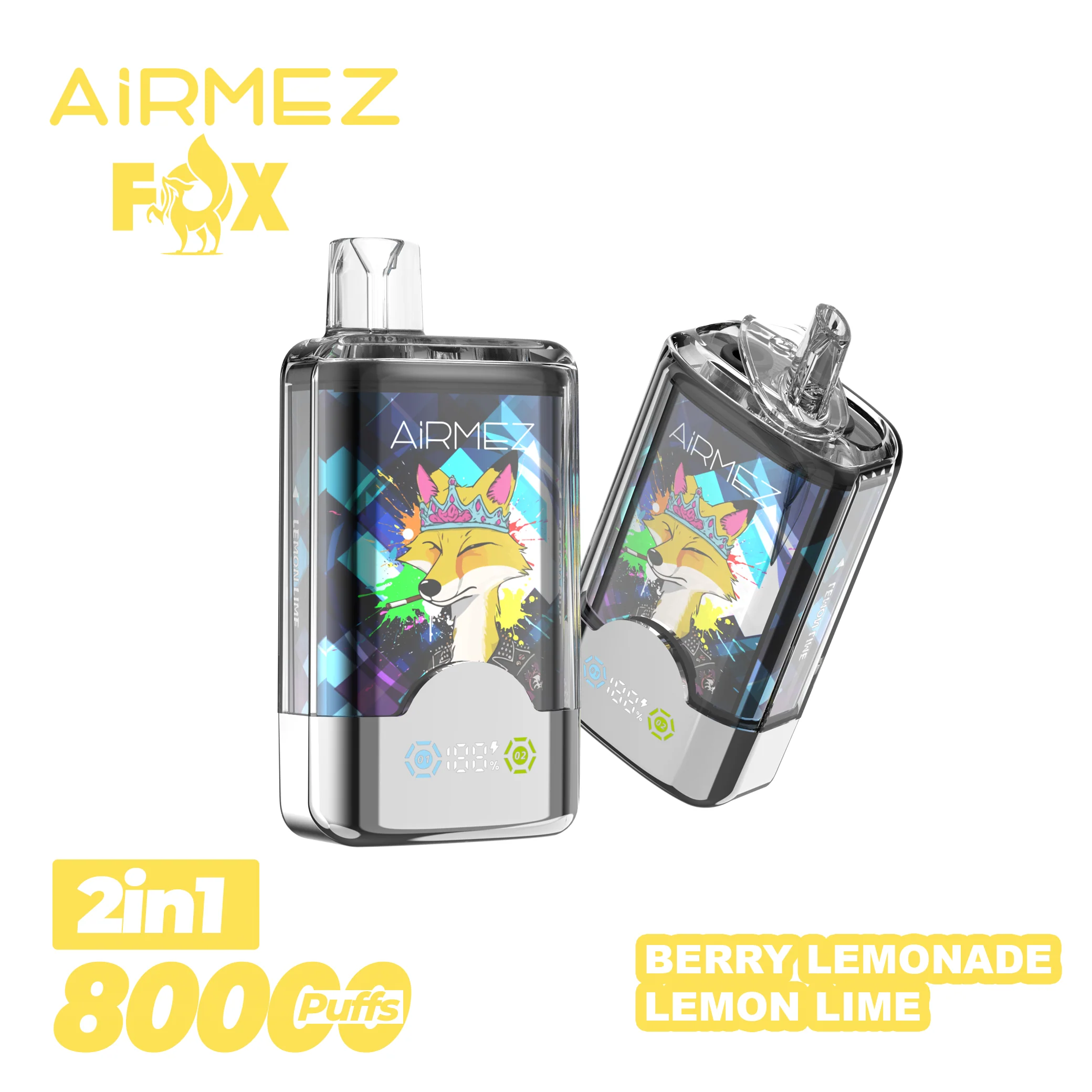 AiRMEZ Fox 80000 80K Puffs Einweg Kit 30ml (Dual Flavor)- 💥 Nehme 5 Zahle NUR 4! + Ab einem Einkauf von 100€ 2 Mystery Gratis💥 - Image 8