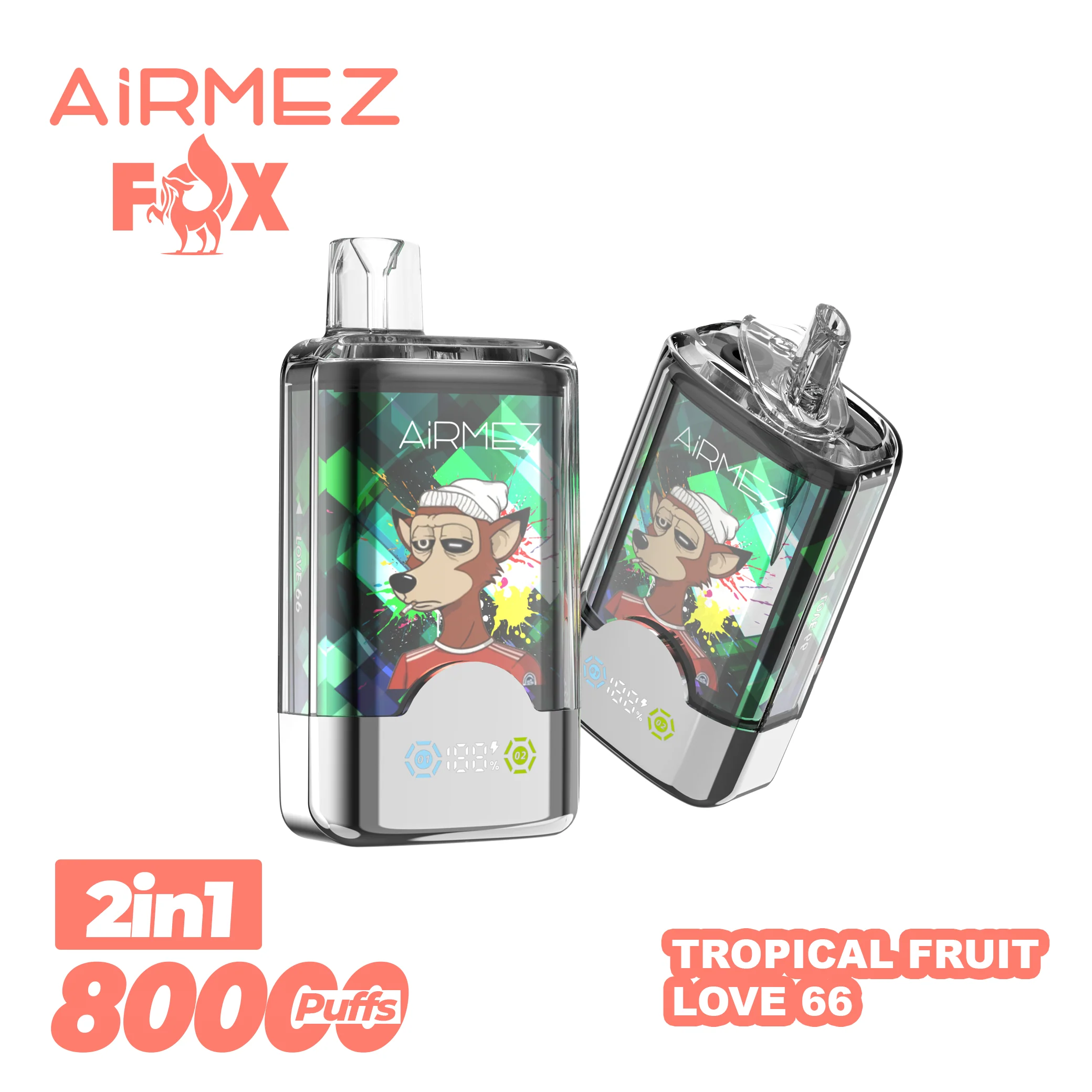 AiRMEZ Fox 80000 80K Puffs Einweg Kit 30ml (Dual Flavor)- 💥 Nehme 5 Zahle NUR 4! + Ab einem Einkauf von 100€ 2 Mystery Gratis💥 - Image 9