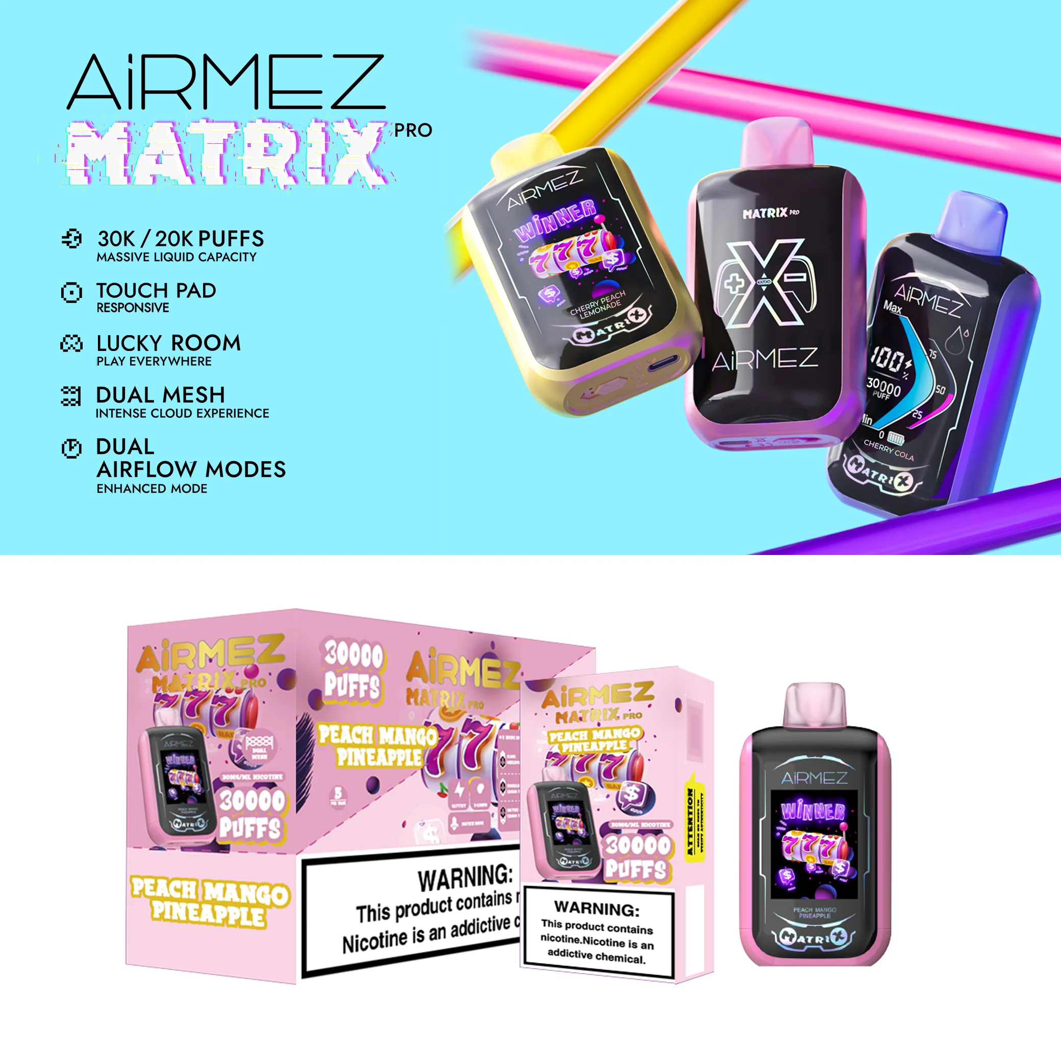 Airmez Matrix 25000 25K Puffs Einweg Vape Kit - 💥 Nehme 4 Zahle NUR 3! + Ab einem Einkauf von 100€ 2 Mystery Gratis💥 - Image 3