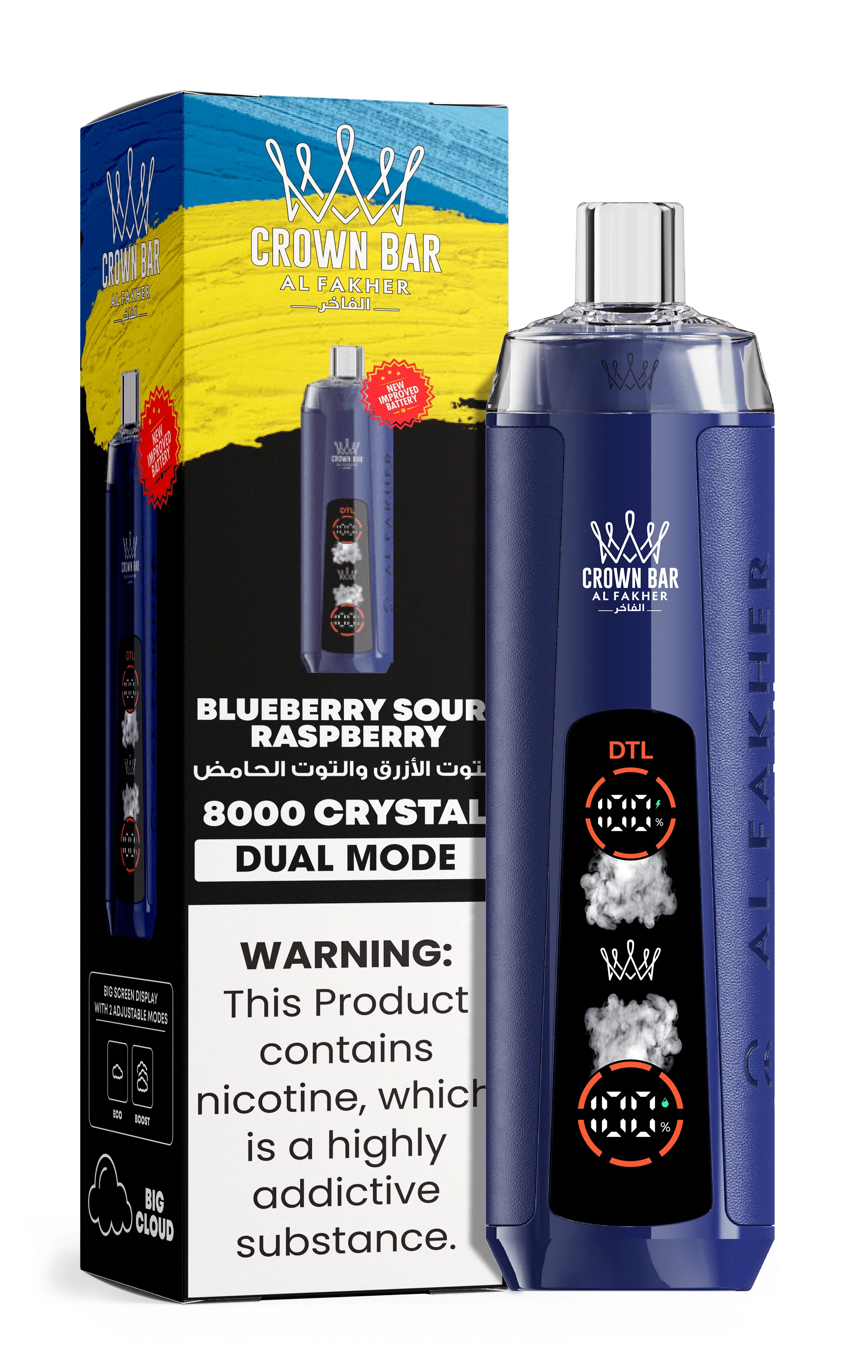 AL Fakher Crown Bar 8000 Crystal Dual Mode Einweg Kit - Image 10