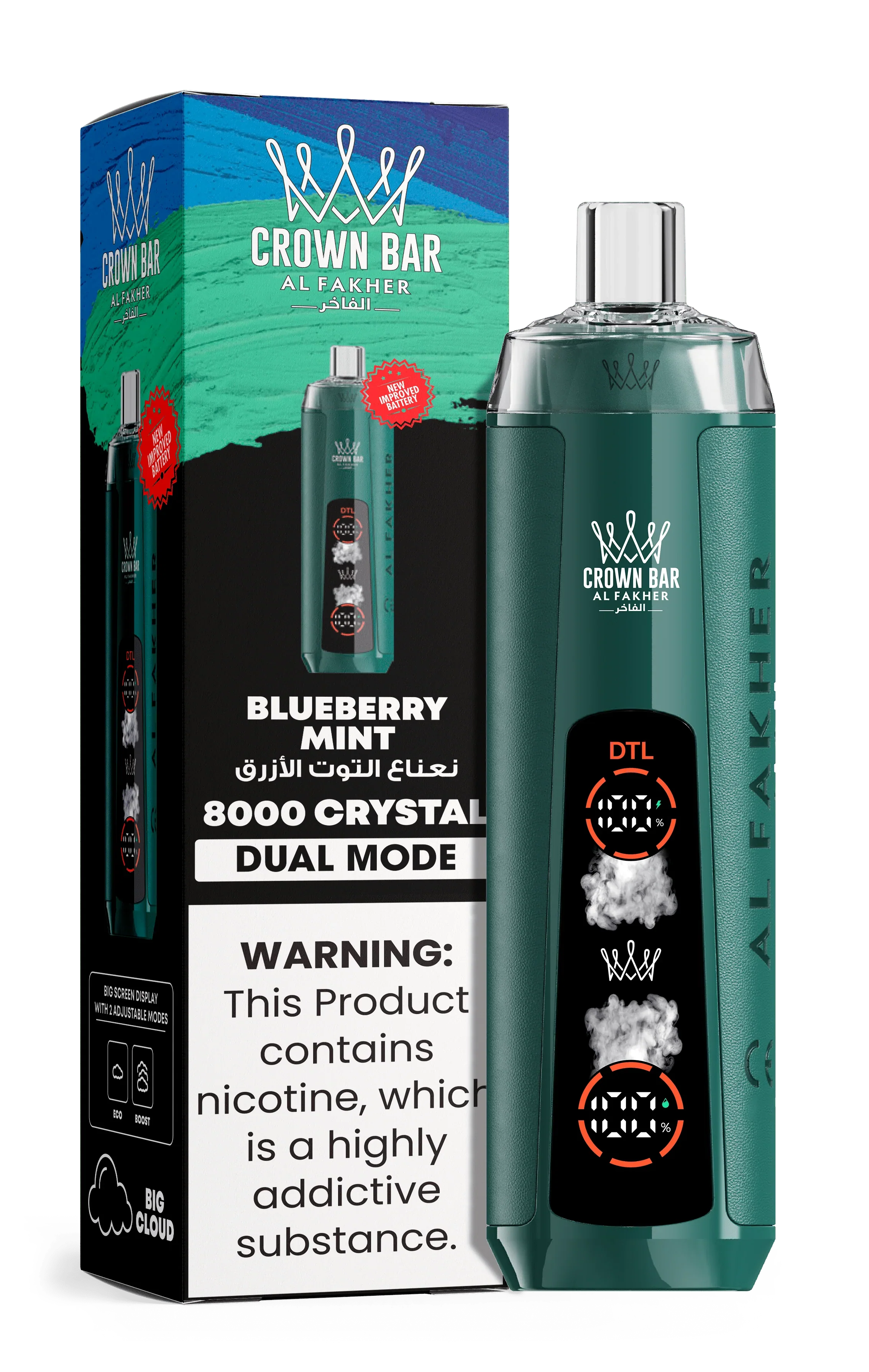 AL Fakher Crown Bar 8000 Crystal Dual Mode Einweg Kit - Image 11