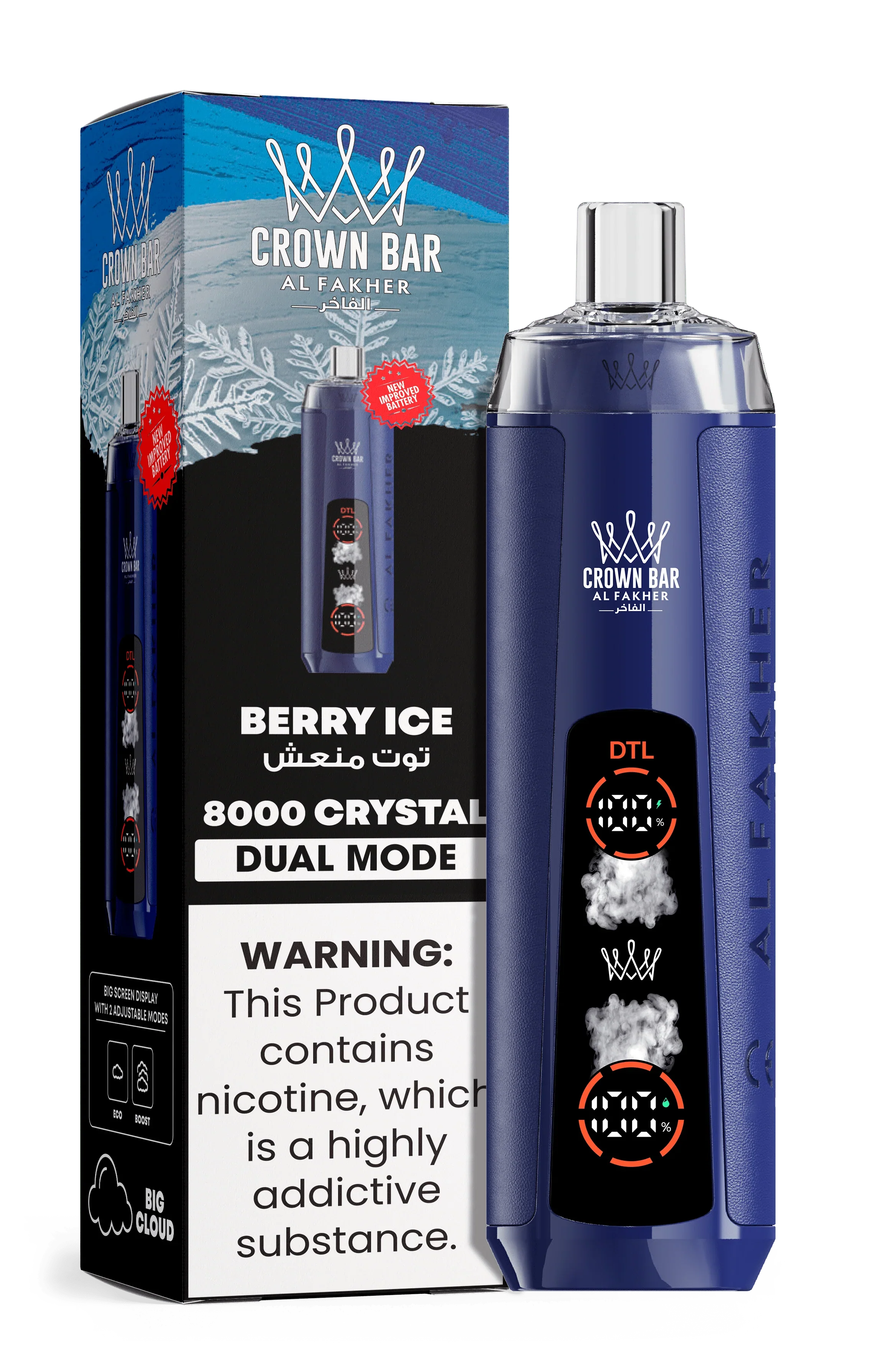 AL Fakher Crown Bar 8000 Crystal Dual Mode Einweg Kit - Image 4