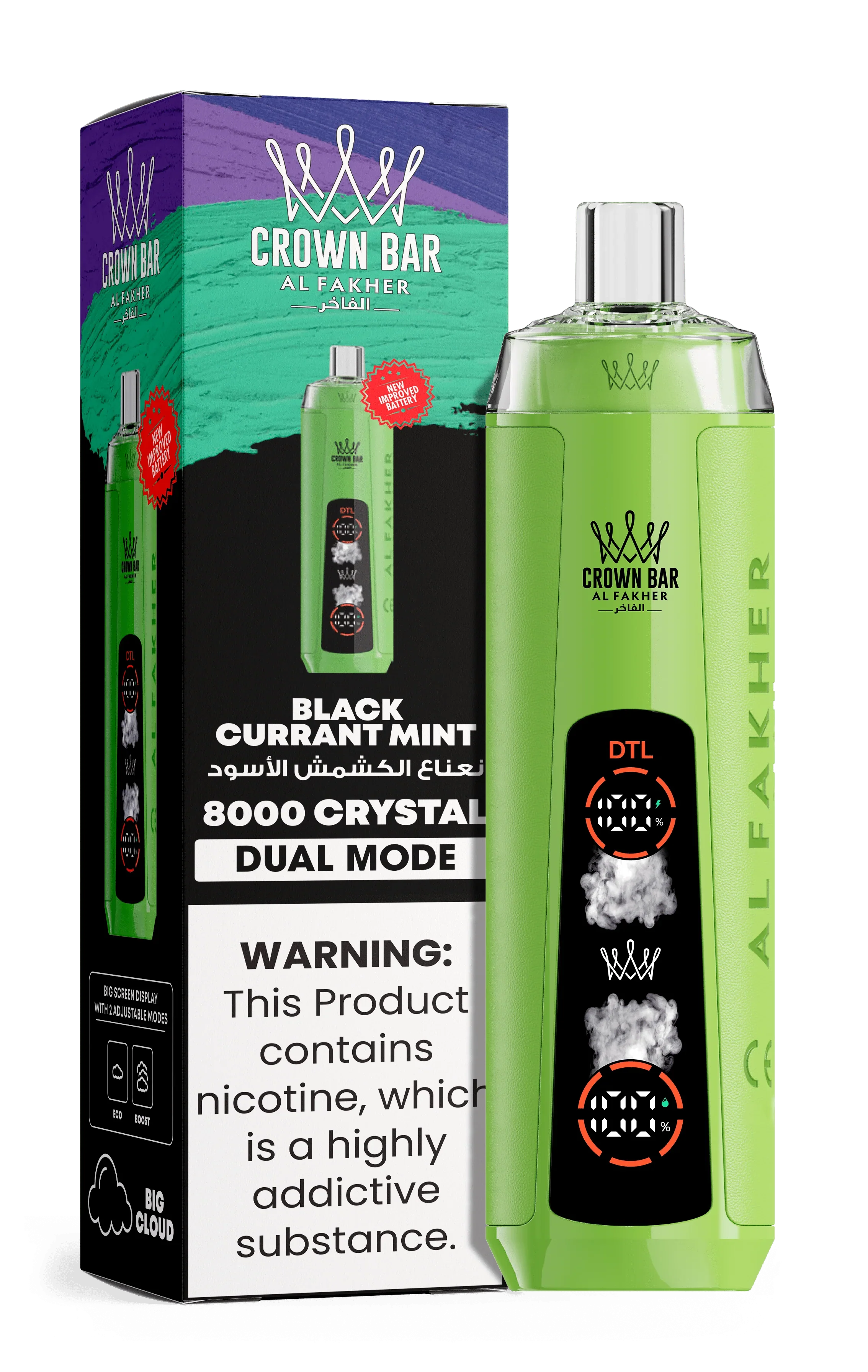 AL Fakher Crown Bar 8000 Crystal Dual Mode Einweg Kit - Image 5