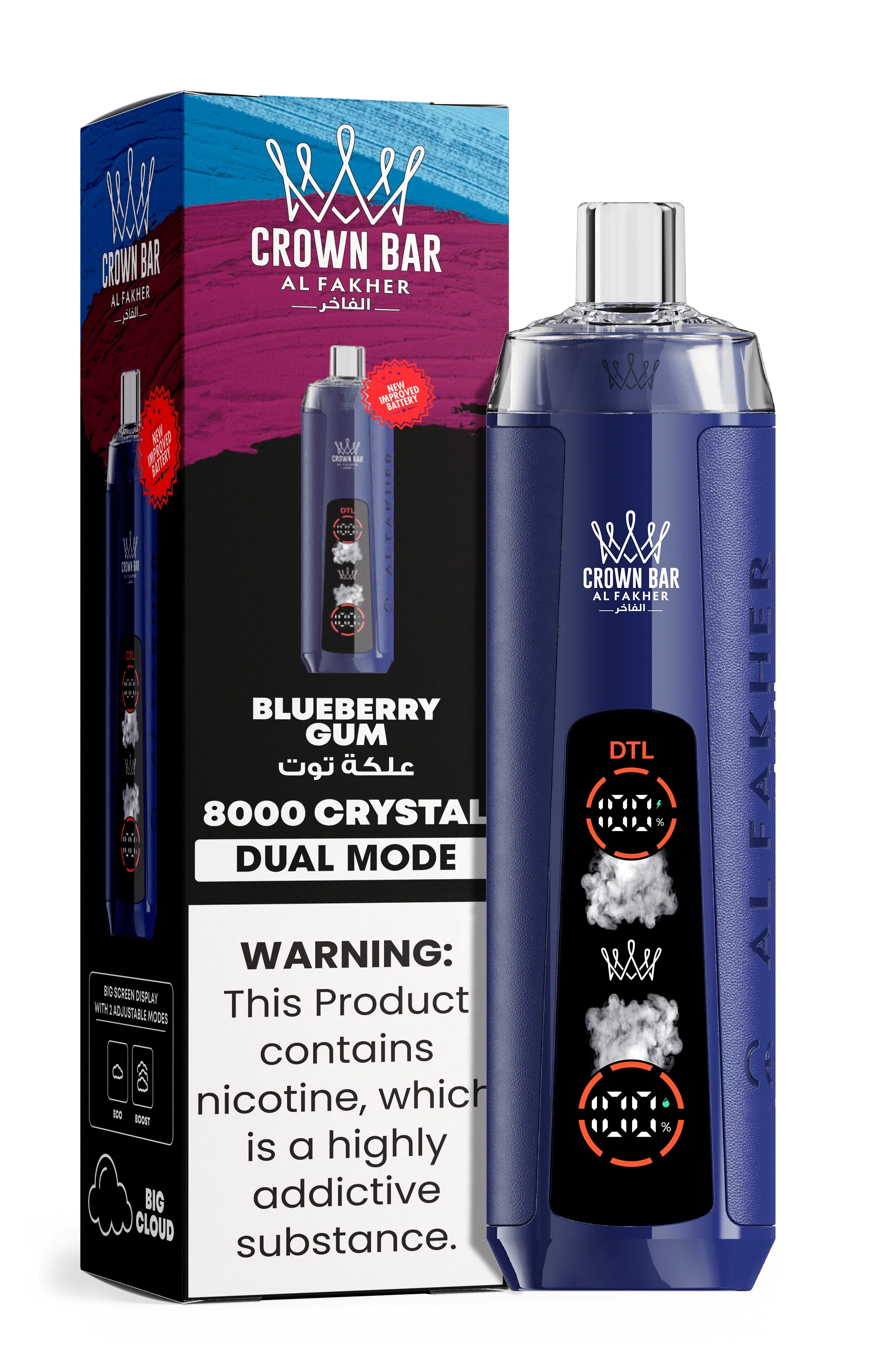 AL Fakher Crown Bar 8000 Crystal Dual Mode Einweg Kit - Image 8
