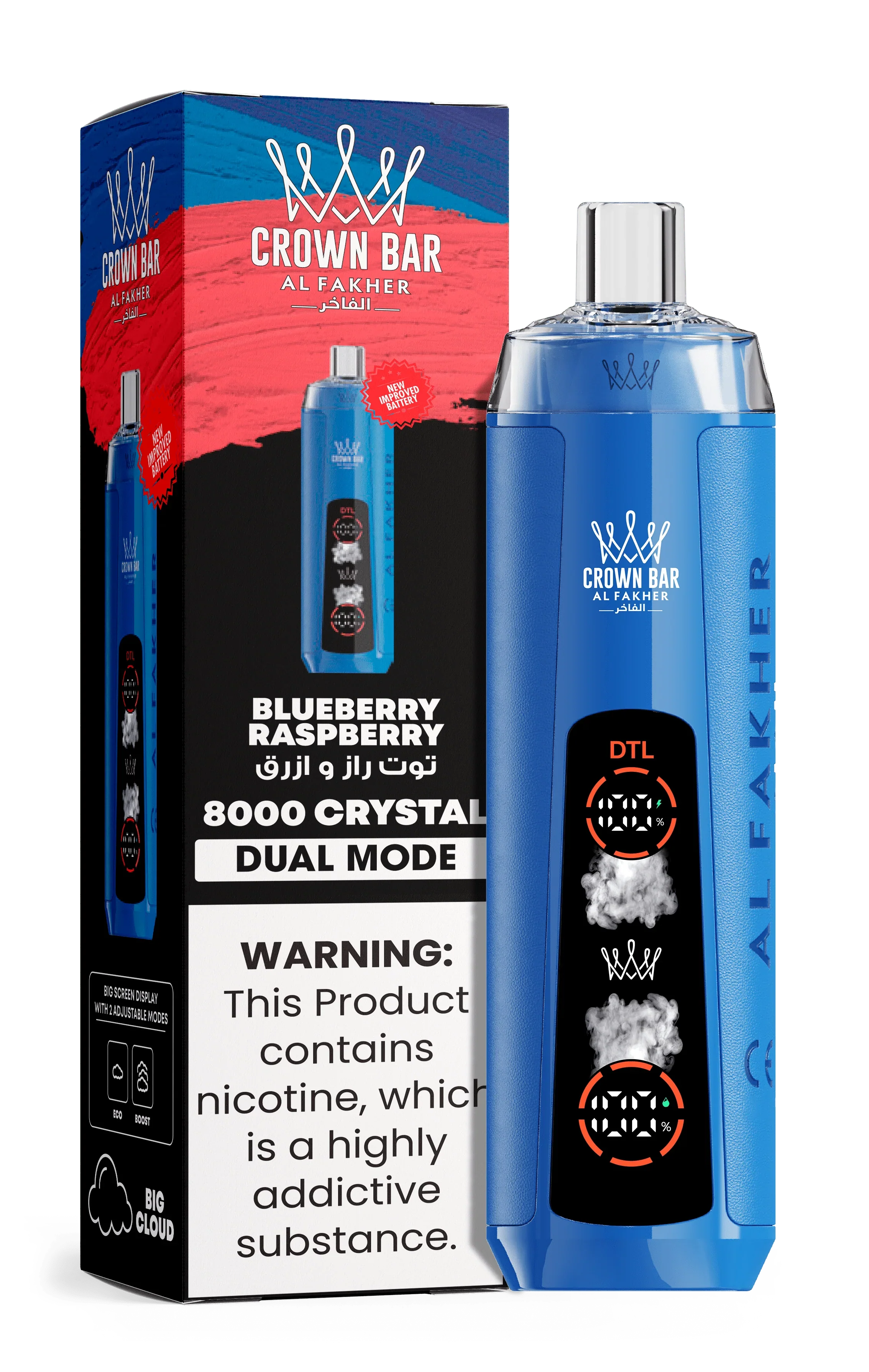 AL Fakher Crown Bar 8000 Crystal Dual Mode Einweg Kit - Image 9