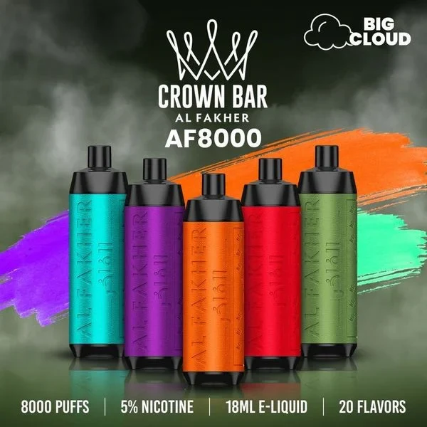 [Clearance Sale] Al Fakher Crown Bar Big Cloud 8000 Puffs Wiederaufladbares Einweg Kit DTL - 📢EXKLUSIVES ANGEBOT - Nehme 5 Zahle NUR 4 an der Kasse!+Ab einem Einkauf von 100€ 2 Mystery Vapes Gratis📢 - Image 2