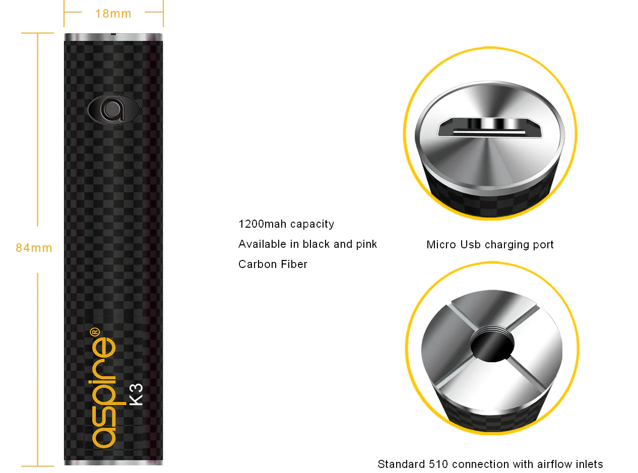 Aspire K3 Schnellstart Kit mit K3 Tank - 2ml & 1200mAh - Image 5