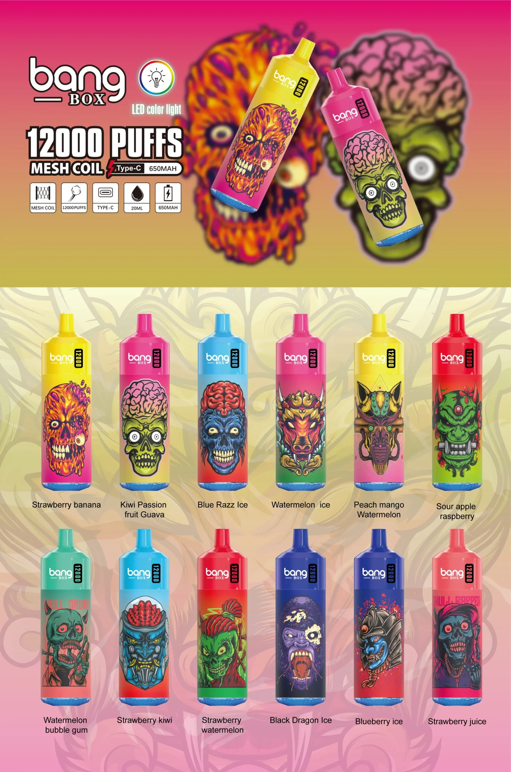 Bang 12000 Puffs Wiederaufladbares Einweg Kit 10 Stück/Packung - Image 2