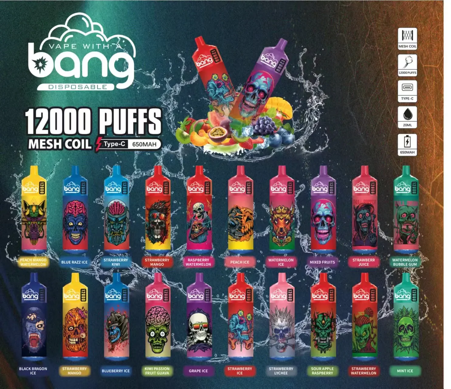 Bang 12000 Puffs Wiederaufladbares Einweg Kit 10 Stück/Packung - Image 3