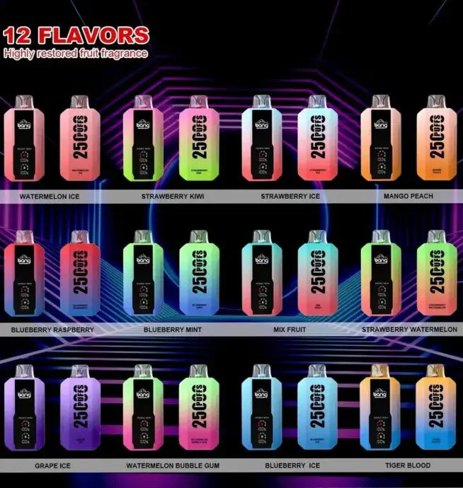 Bang 25000 Puffs Wiederaufladbares Einweg Kit (LED Display) - Image 3