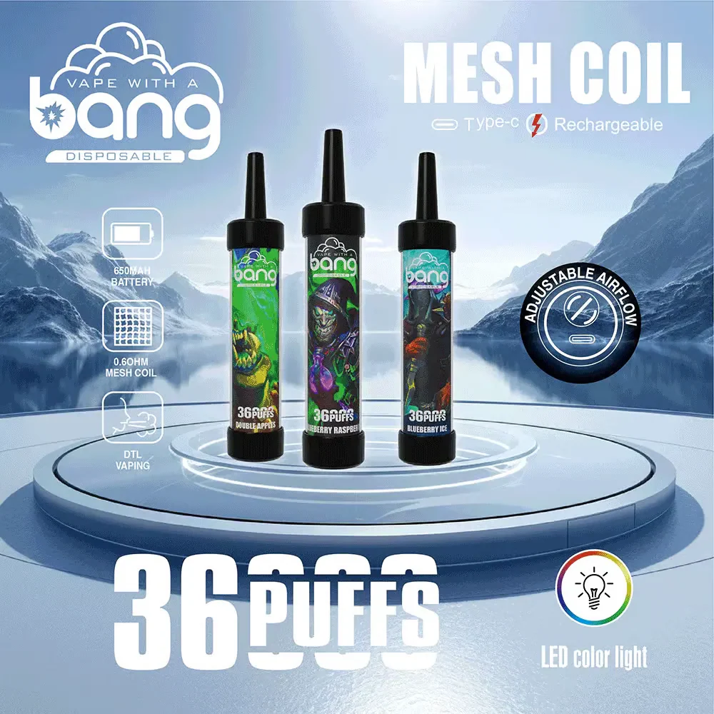 Bang 36000 Puffs Wiederaufladbares DTL Einweg Kit - 📢EXKLUSIVES ANGEBOT - Nehme 4 Zahle NUR 3 an der Kasse!+Ab einem Einkauf von 100€ 2 Mystery Vapes Gratis📢