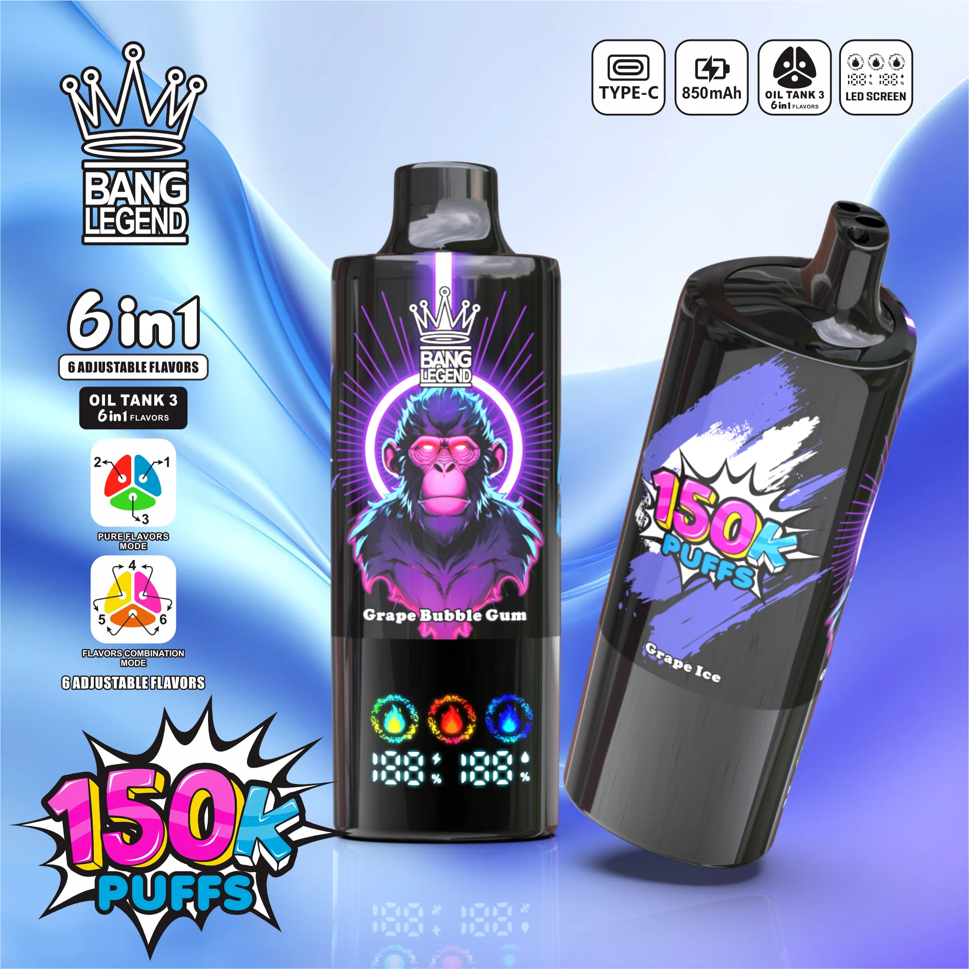 Bang Legend 150000 150K Puffs 6-in-1 Flavors Einweg Kit - Image 4