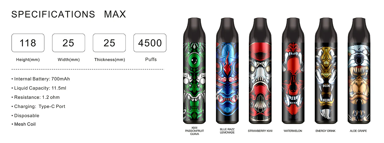[Sonderangebot]  Drala Specifications Max 4500 wiederaufladbares Einweg E-Zigarette Kit 700mAh - Image 3