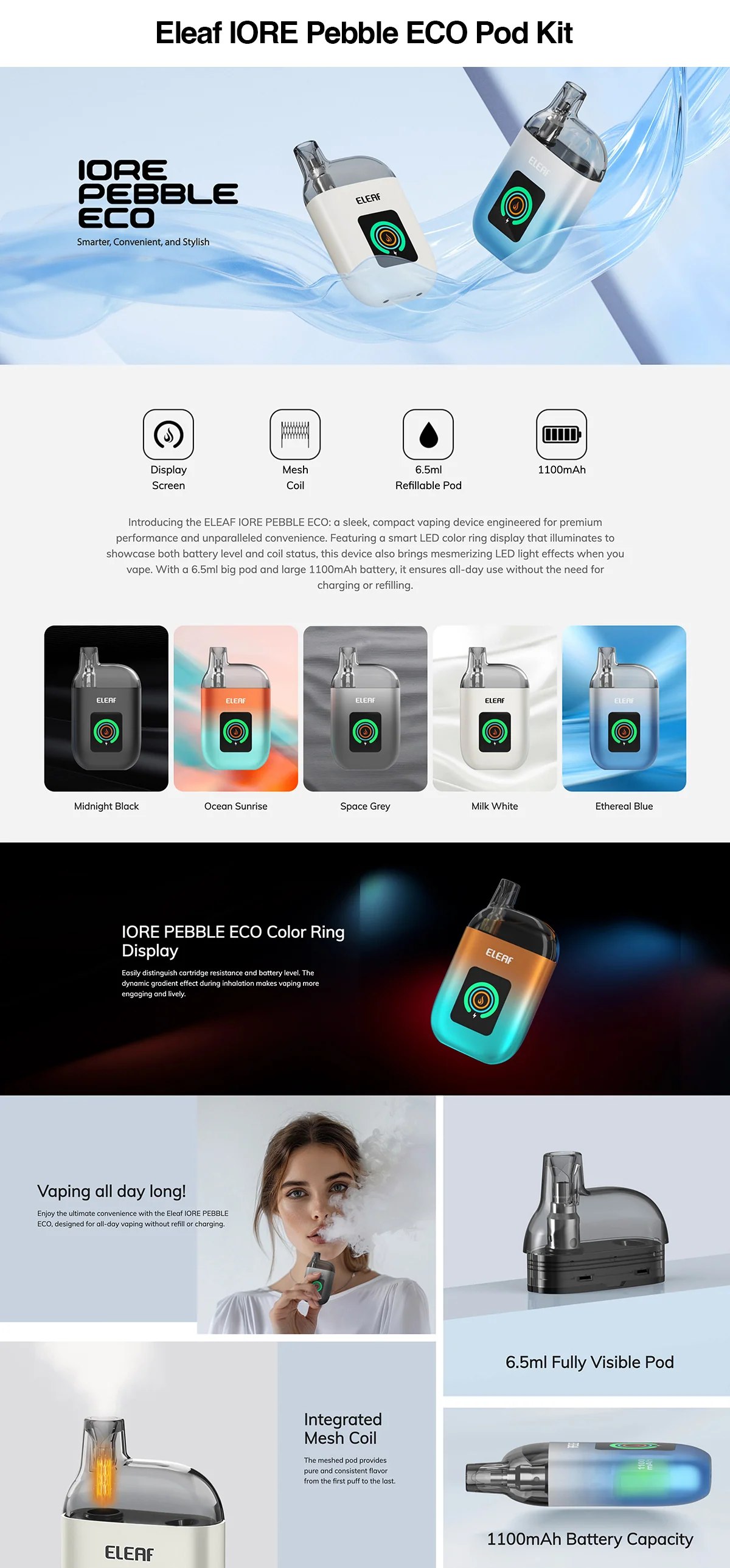 Eleaf IORE Pebble ECO Kit 1100mAh - Image 3