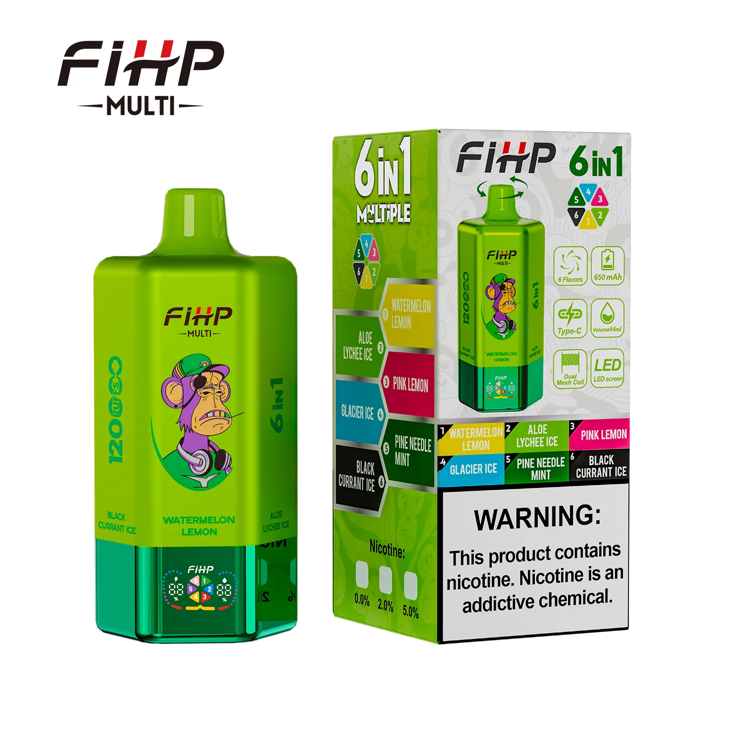 FIHP Multi 120000 120K Puffs 6-in-1 Wiederaufladbares Einweg Kit - Image 5