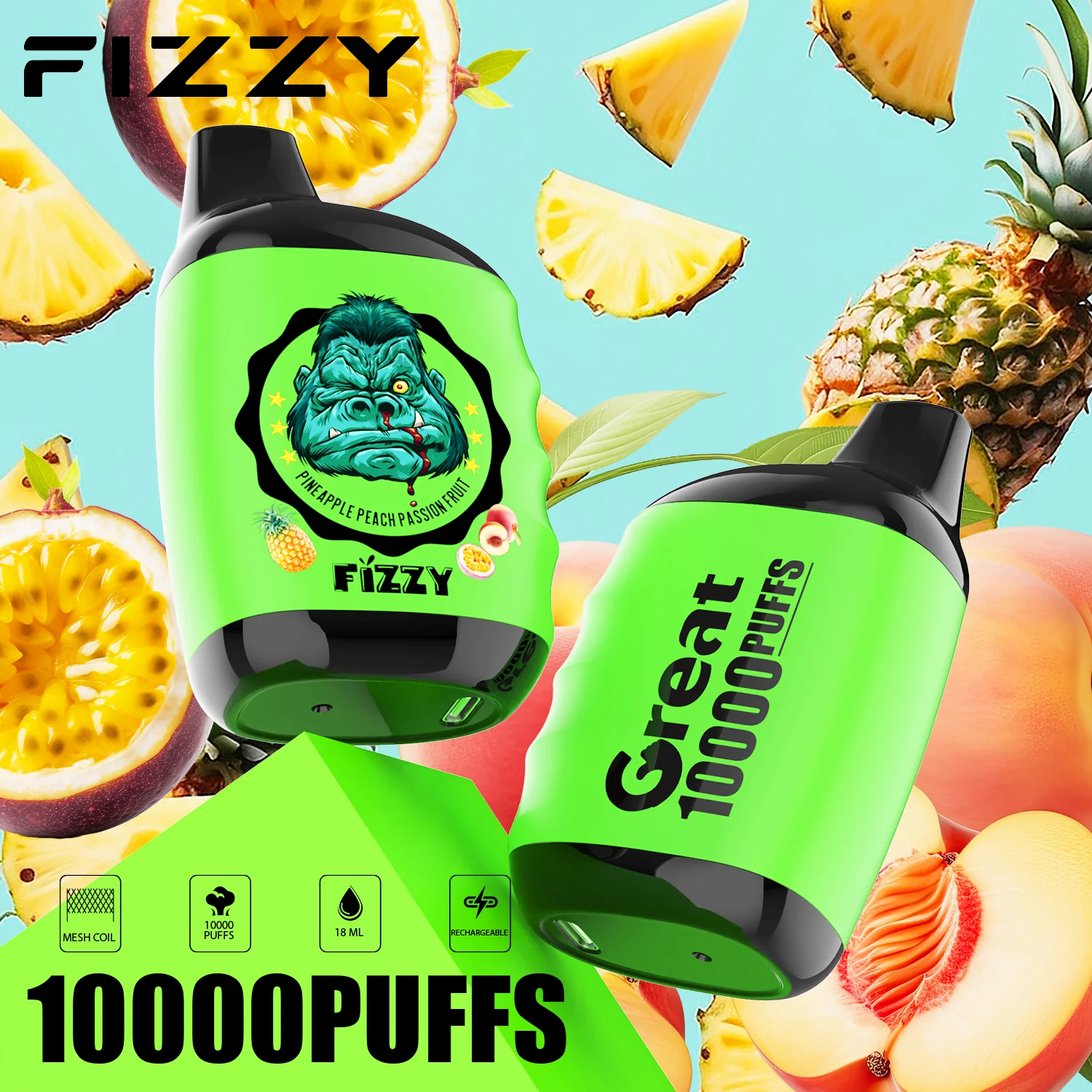 Fizzy GREAT 10000 Puffs Wiederaufladbares Einweg Disposable Kit - 📢EXKLUSIVES ANGEBOT - Nehme 4 Zahle NUR 3 an der Kasse + AB einem Einkauf von 100€ 1 Mystery Vapes Gratis!📢 - Image 10