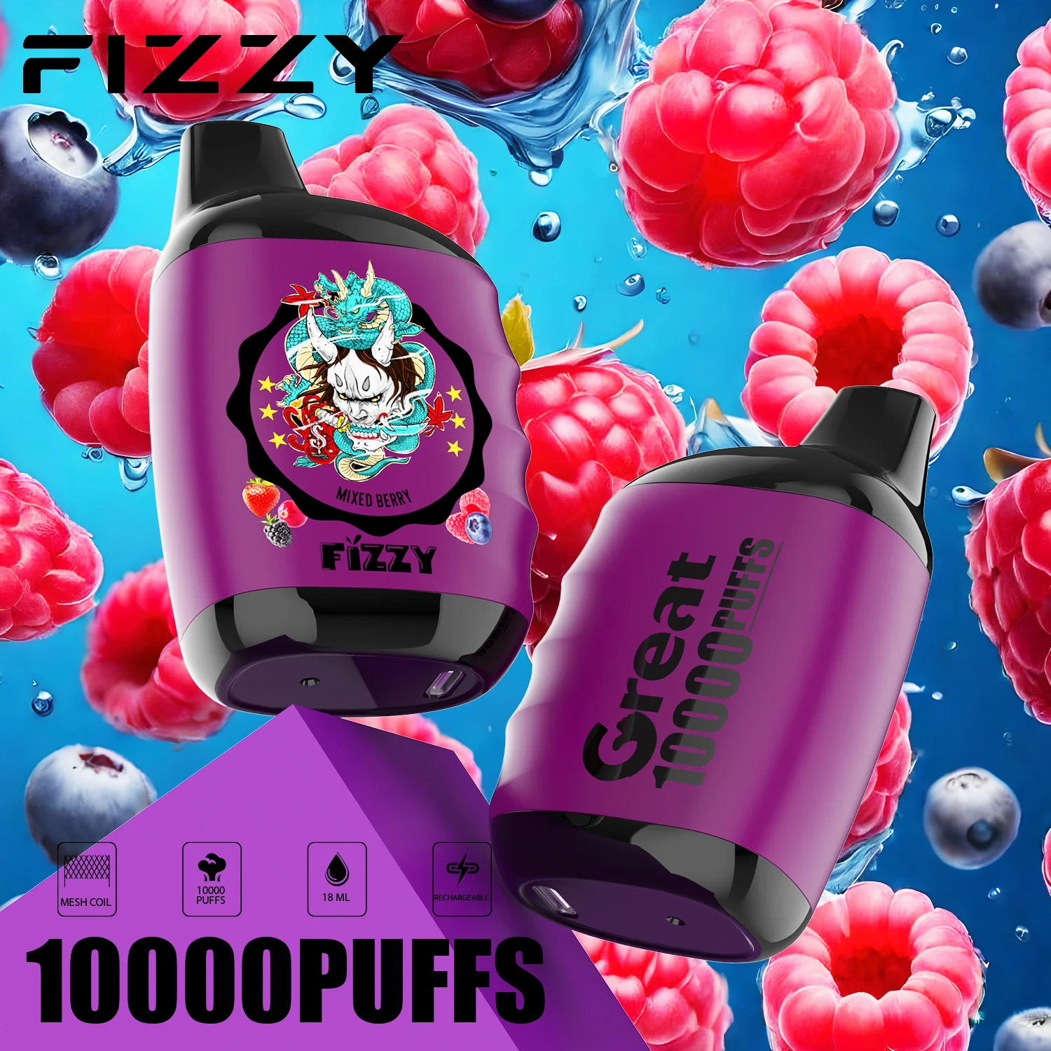 Fizzy GREAT 10000 Puffs Wiederaufladbares Einweg Disposable Kit - 📢EXKLUSIVES ANGEBOT - Nehme 4 Zahle NUR 3 an der Kasse + AB einem Einkauf von 100€ 1 Mystery Vapes Gratis!📢 - Image 8