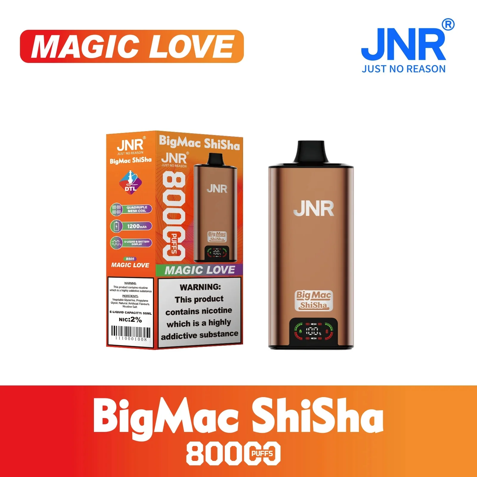 JNR BIG MAC Shisha 80K 80000 Puffs Einweg Kit- 💥 Nehme 5 Zahle NUR 4! + Ab einem Einkauf von 100€ 2 Mystery Gratis💥 - Image 10