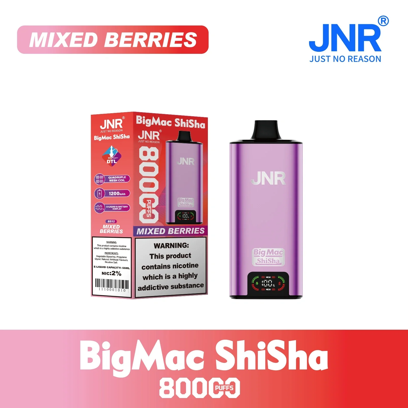 JNR BIG MAC Shisha 80K 80000 Puffs Einweg Kit- 💥 Nehme 5 Zahle NUR 4! + Ab einem Einkauf von 100€ 2 Mystery Gratis💥 - Image 16