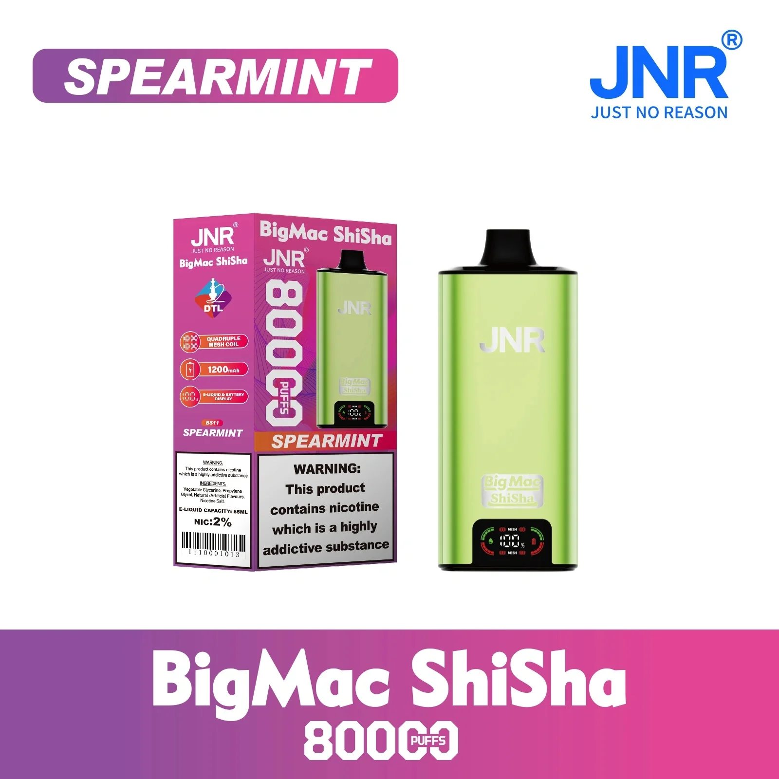 JNR BIG MAC Shisha 80K 80000 Puffs Einweg Kit- 💥 Nehme 5 Zahle NUR 4! + Ab einem Einkauf von 100€ 2 Mystery Gratis💥 - Image 3