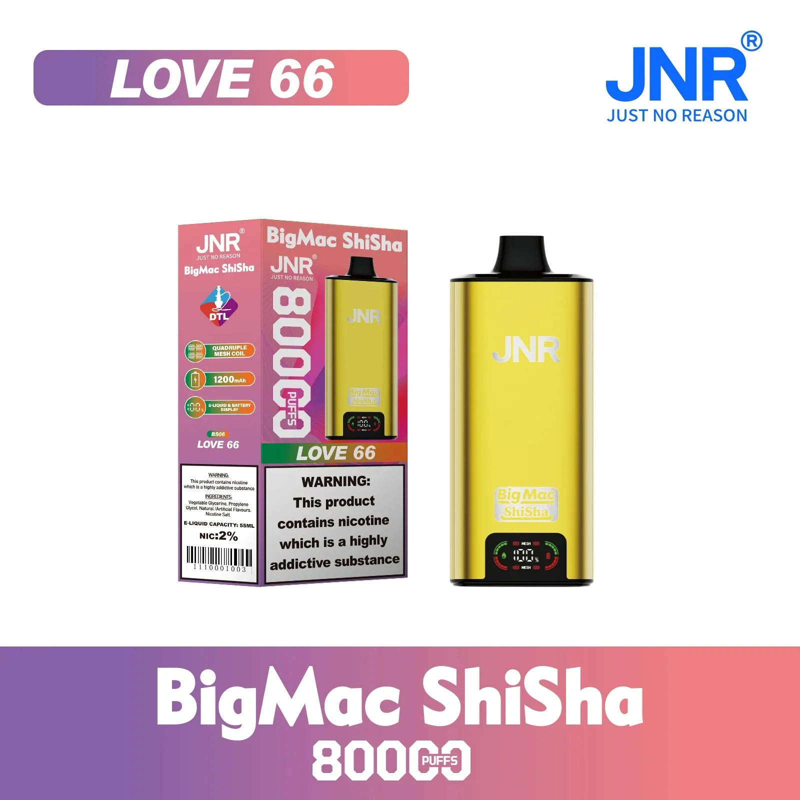 JNR BIG MAC Shisha 80K 80000 Puffs Einweg Kit- 💥 Nehme 5 Zahle NUR 4! + Ab einem Einkauf von 100€ 2 Mystery Gratis💥 - Image 5