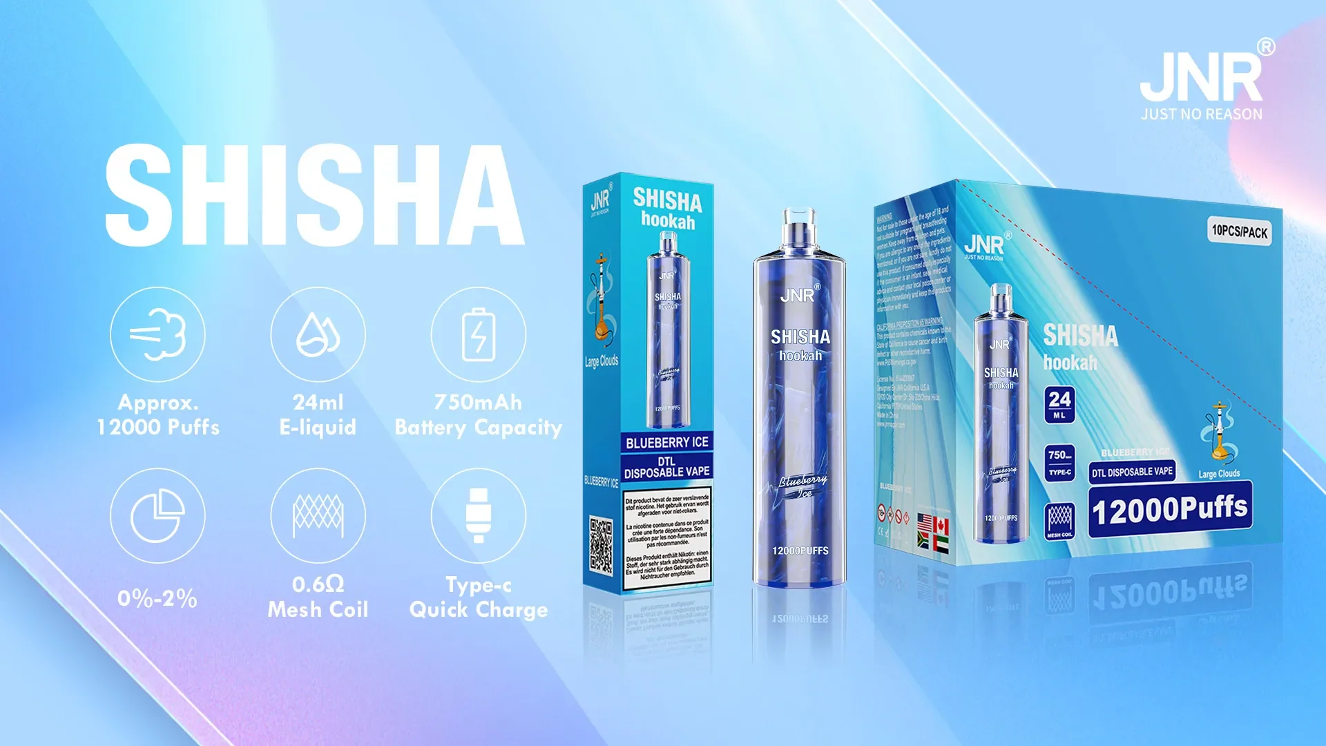 JNR Shisha Hookah 12000 Puffs DTL Wiederaufladbarer Einweg Vape - 📢EXKLUSIVES ANGEBOT - Nehme 4 Zahle NUR 3! + Kostenloser Versand ab einem Bestellwert von €150 📢 - Image 3