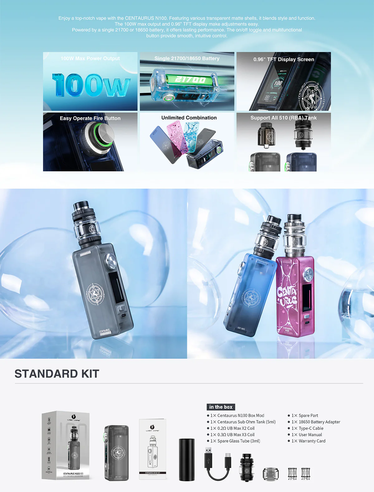 Lost Vape Centaurus N100 Kit mit Centaurus Sub Ohm Verdampfer 5ml - Image 5
