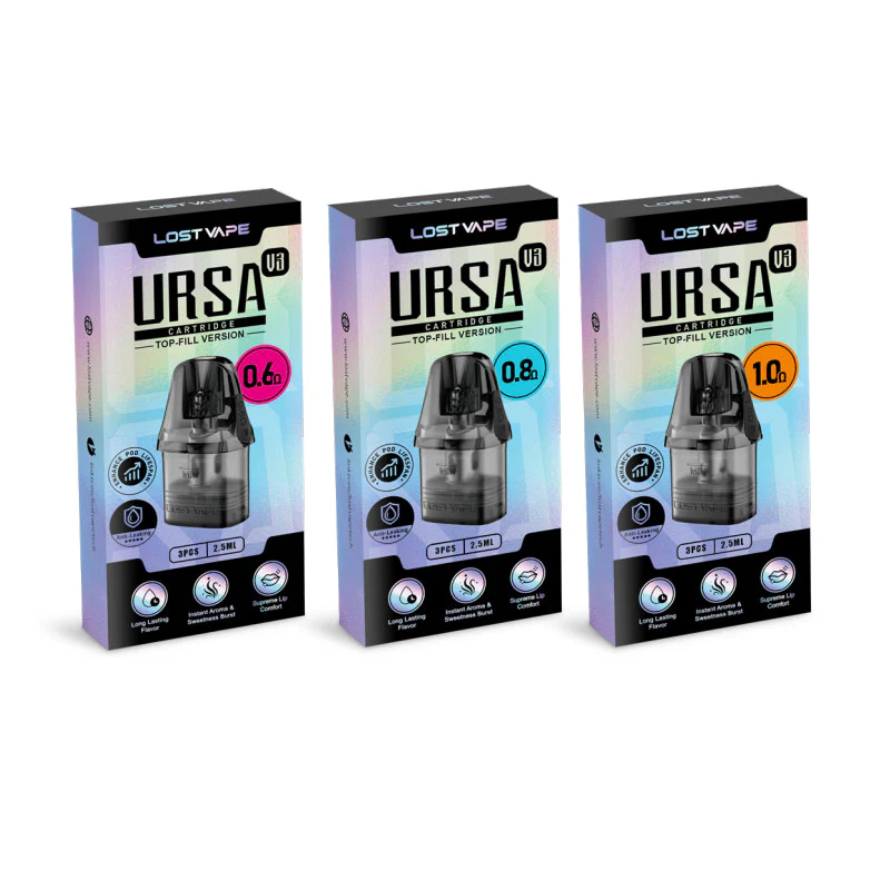 Lost Vape Ursa V3 Pod Kartusche für Ursa Nano /Ursa Nano 2 / Ursa Nano 3 / Ursa Nano Pro / Ursa Nano Air / Ursa Nano S 2 / Ursa Baby / Ursa Baby 2 / Ursa Baby 3 / Ursa Baby Pro / Ursa Pro / Ursa S Kit 2,5 ml (3 Stück/Packung)