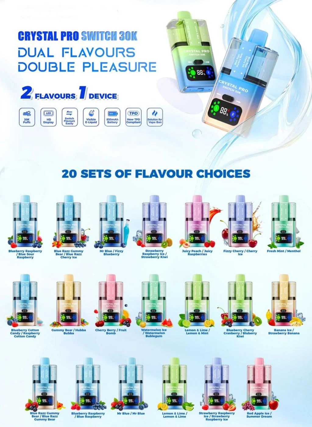 SUONON & C.P Pro Switch 30K Einweg Kit 850 mAh 22 ml (Dual Flavour) - Image 4