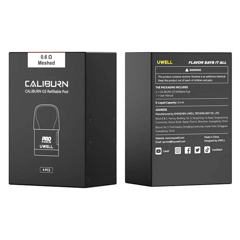 Uwell Caliburn G3 / Caliburn GK3 / Caliburn G3 ECO / Caliburn GK3 TENET / Caliburn G3 Lite / Caliburn G3 Pro Ersatz Pod Cartridge 2,5ml (4 Stück/Packung) - Image 2