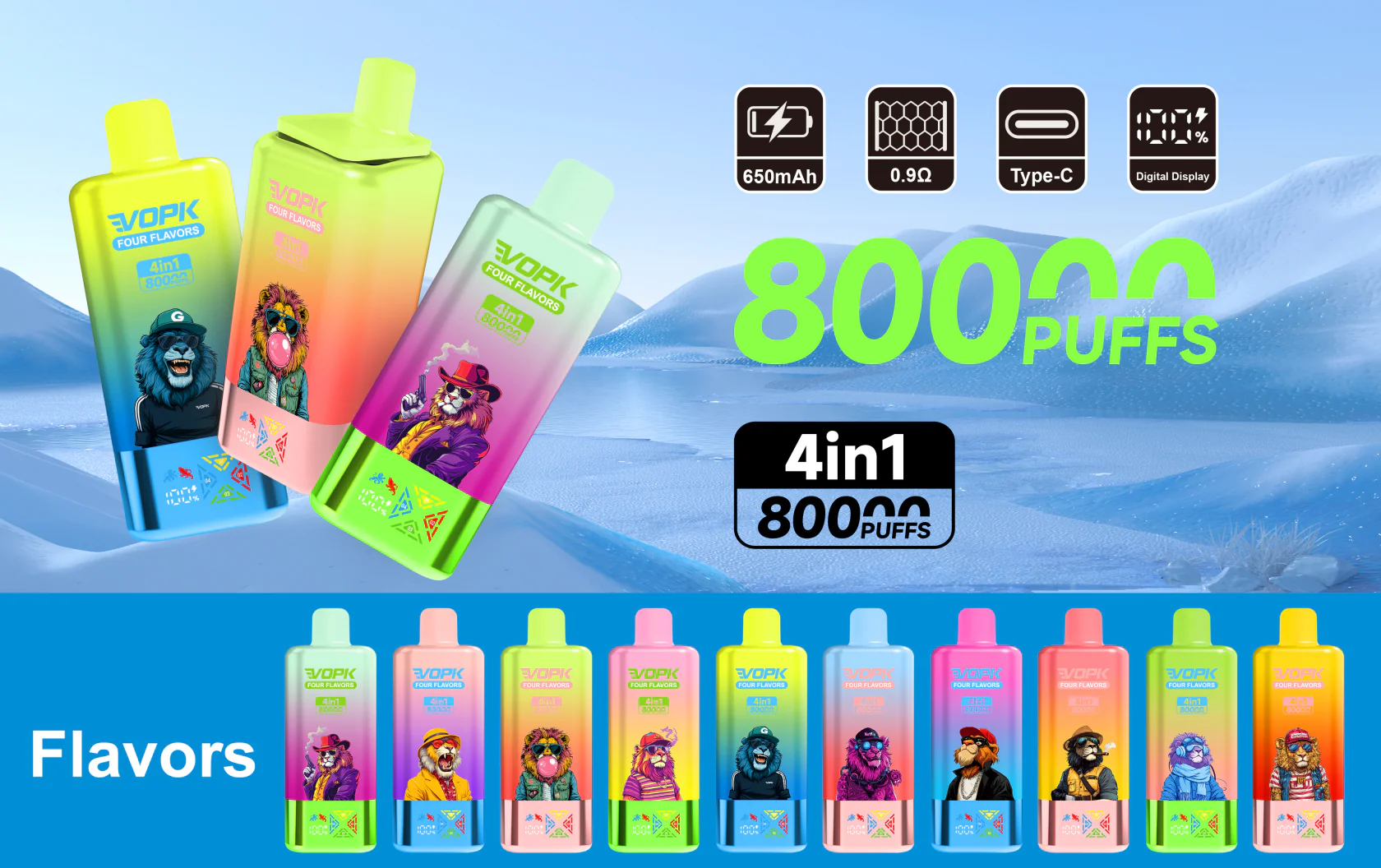 VOPK 80K Puffs 4IN1 Einweg Kit 650mAh - Image 13
