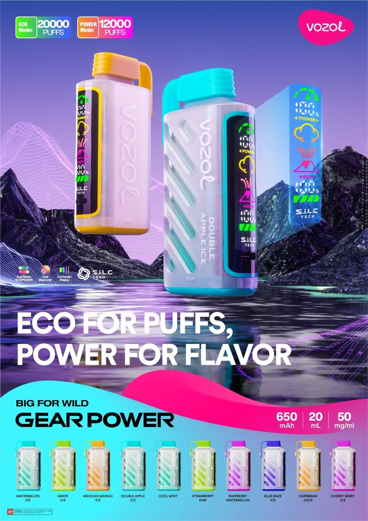 [Clearance Sale] VOZOL Gear Power 20000 Wiederaufladbares Einweg Kit (LED-Anzeige) - 💥 Nehme 4 Zahle NUR 3! + Ab einem Einkauf von 100€ 2 Mystery Gratis💥 - Image 3