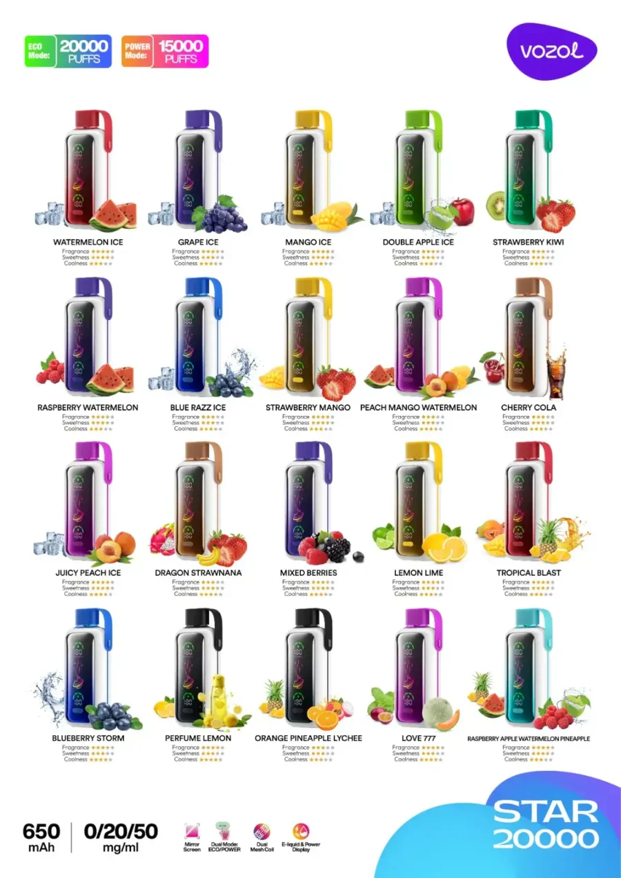 [Clearance Sale] Vozol Star 20000 Puffs Dual Power Wiederaufladbarer Einweg Kit- 💥 Nehme 5 Zahle NUR 4! + Ab einem Einkauf von 100€ 2 Mystery Gratis💥 - Image 3