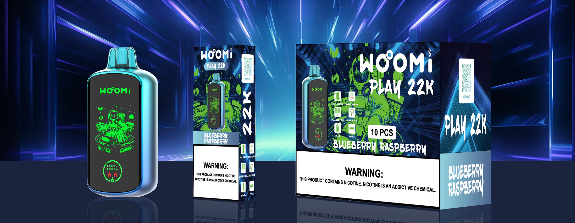 Woomi Play 22000 Puffs Wiederaufladbares Einweg Kit (vollständiger LED-Bildschirm) 10 Stück/Packung - Image 5